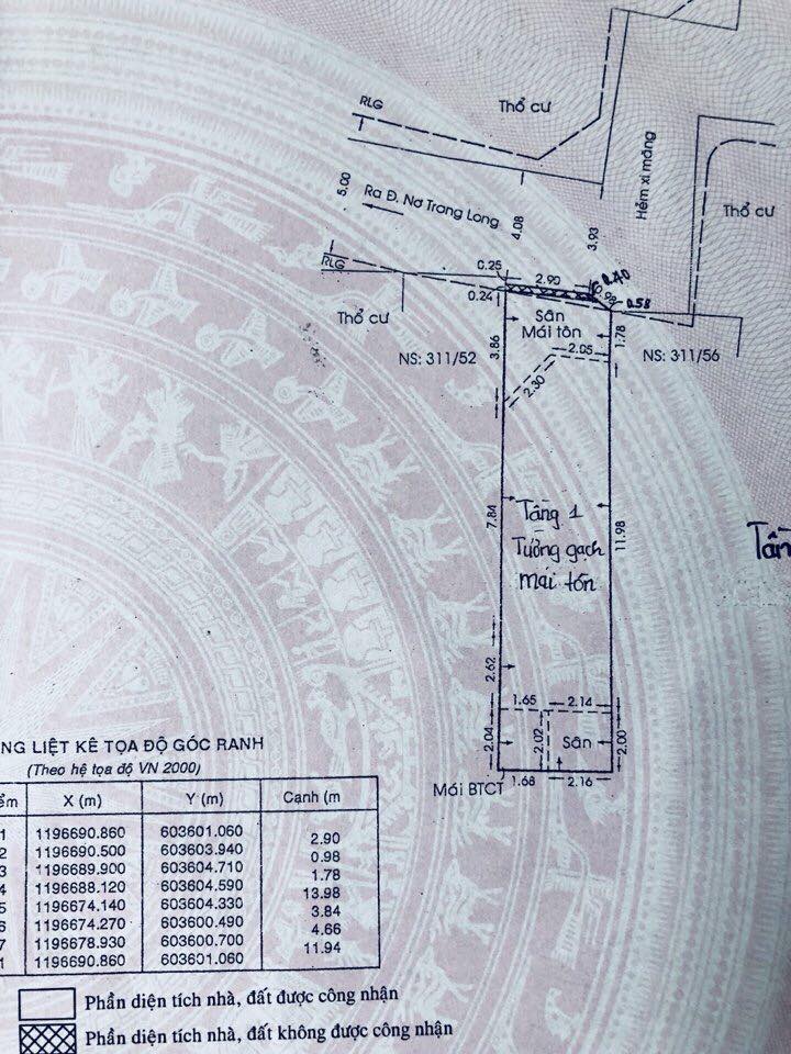 Bán nhà 311 Nơ Trang Long P13 quận Bình Thạnh hẻm xe hơi 3.9x16m hướng Bắc 4.45 tỷ