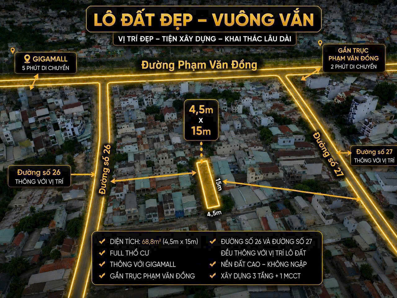 Bán đất nền 4,5X15 HXH đường 26 trục Phạm Văn Đồng đi sân bay, HBC Thủ Đức